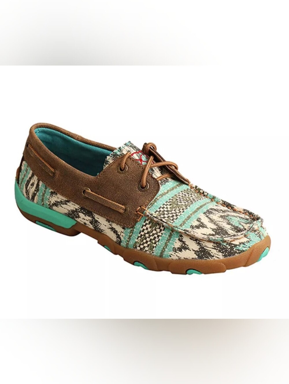 Twisted X Womens Driving Mocs Aztec Canvas Leather Boat Shoes Size 8M WDM0133